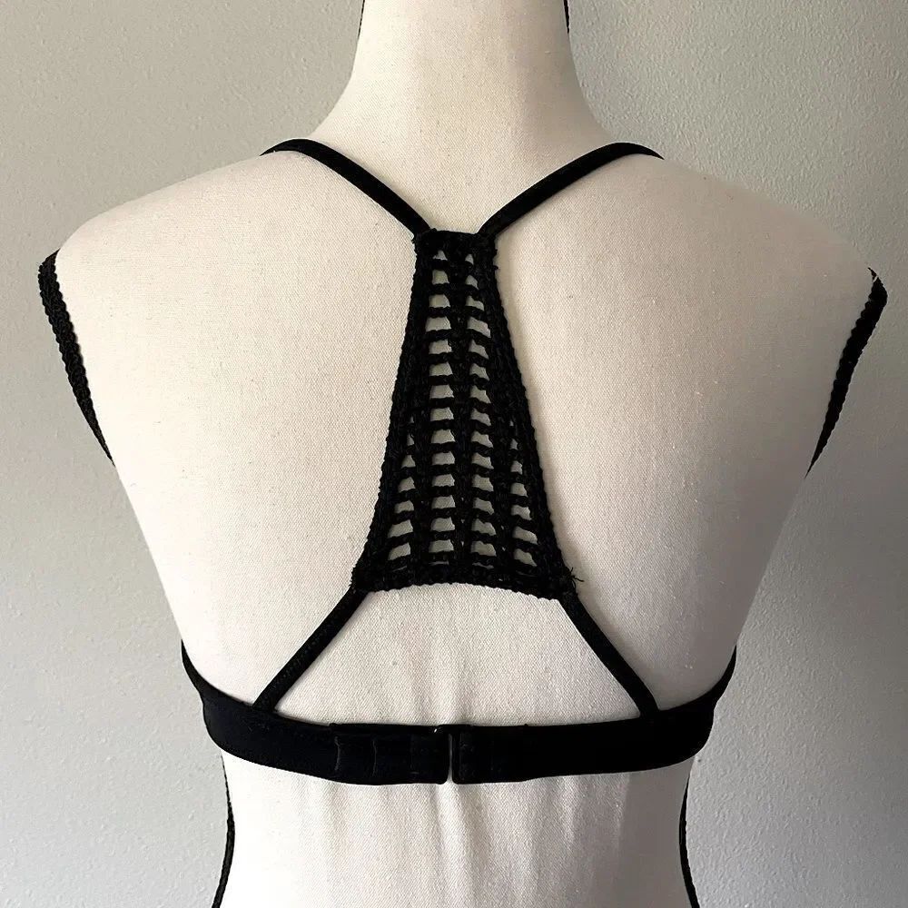 New! Victoria’s Secret “The Fabulous” Black, Lace Back Detail Swim Top. 32C.